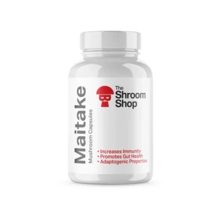 Maitake Mushroom Capsules in a bottle, featuring high-quality supplements designed to support immune health and overall wellness